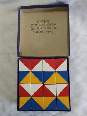 Vintage & original Kohs Block Design Test, a diagnostic tool